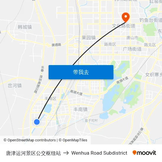 唐津运河景区公交枢纽站 to Wenhua Road Subdistrict map