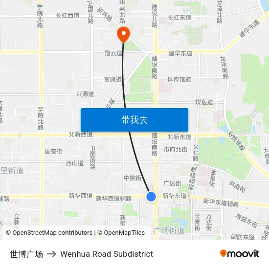 世博广场 to Wenhua Road Subdistrict map