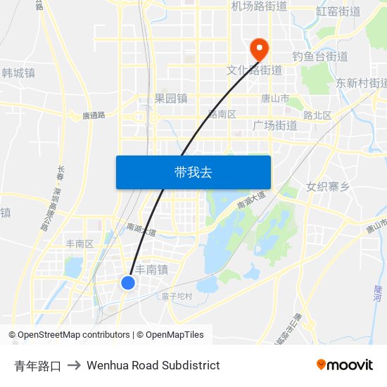 青年路口 to Wenhua Road Subdistrict map