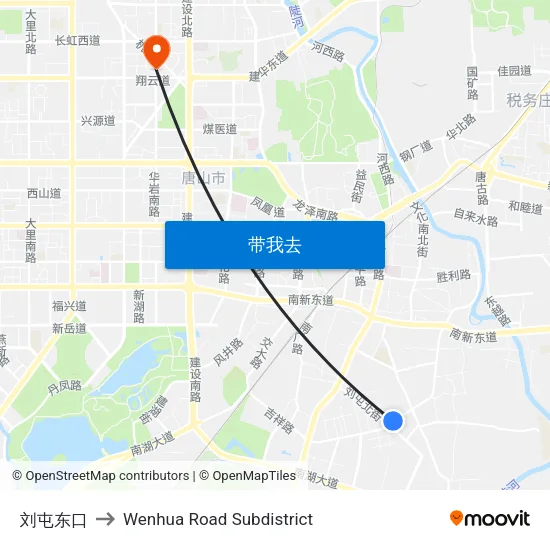 刘屯东口 to Wenhua Road Subdistrict map