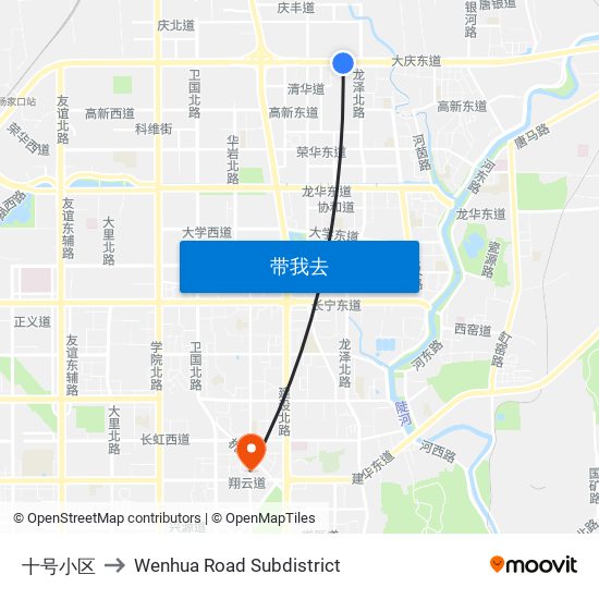 十号小区 to Wenhua Road Subdistrict map