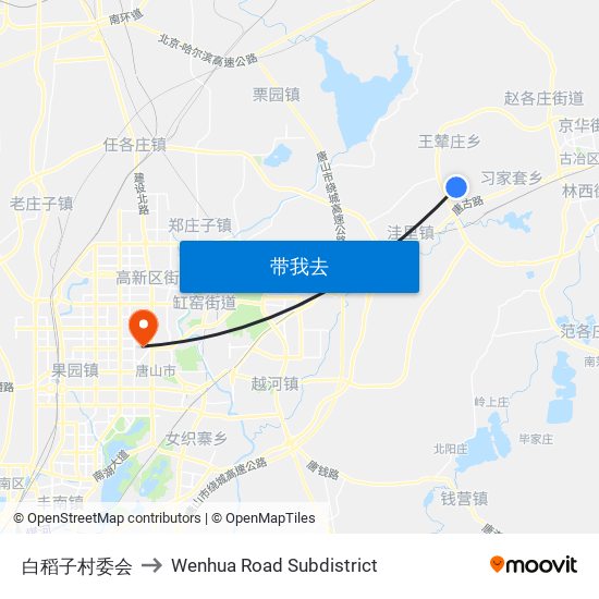 白稻子村委会 to Wenhua Road Subdistrict map