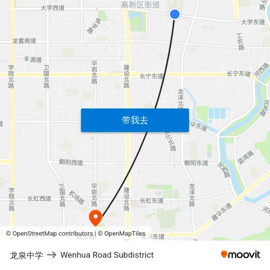 龙泉中学 to Wenhua Road Subdistrict map