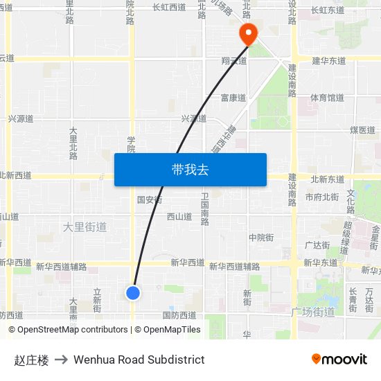 赵庄楼 to Wenhua Road Subdistrict map