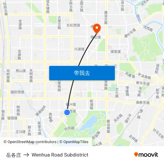 岳各庄 to Wenhua Road Subdistrict map