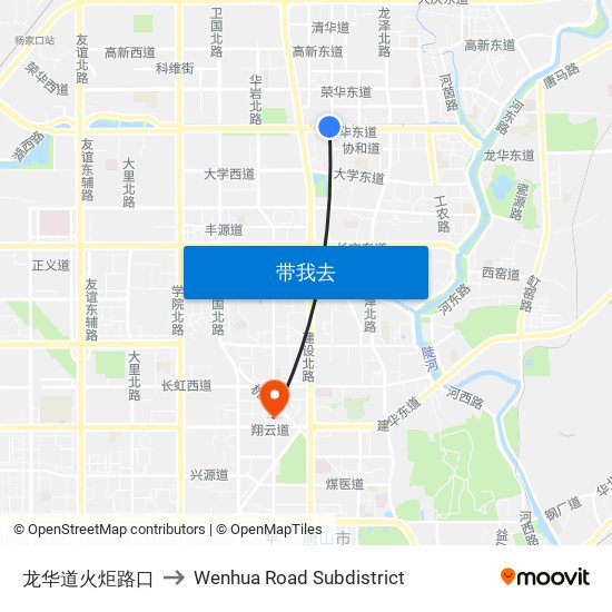 龙华道火炬路口 to Wenhua Road Subdistrict map