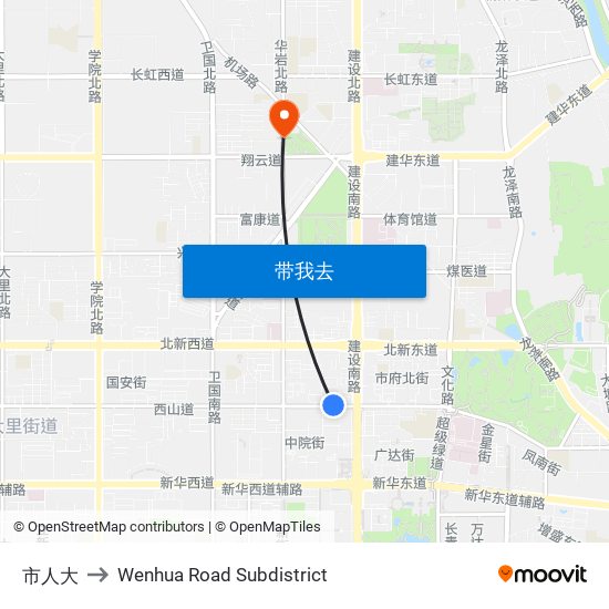 市人大 to Wenhua Road Subdistrict map