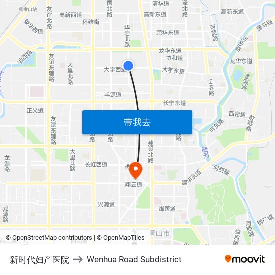 新时代妇产医院 to Wenhua Road Subdistrict map