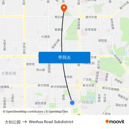 大钊公园 to Wenhua Road Subdistrict map