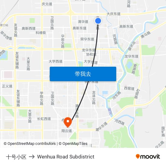 十号小区 to Wenhua Road Subdistrict map