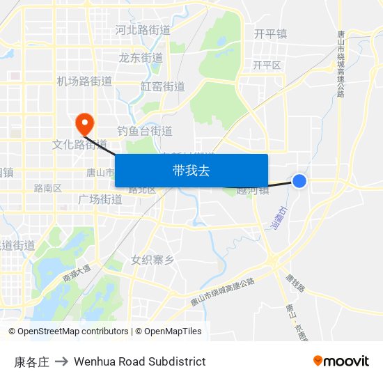 康各庄 to Wenhua Road Subdistrict map