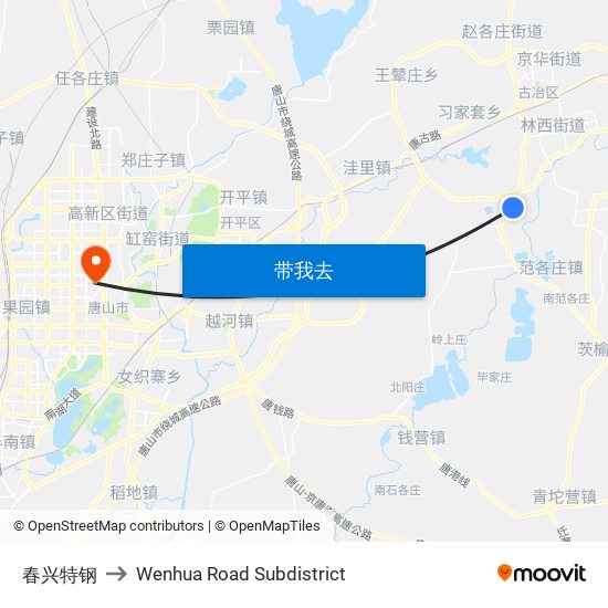 春兴特钢 to Wenhua Road Subdistrict map