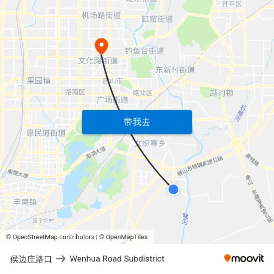 侯边庄路口 to Wenhua Road Subdistrict map