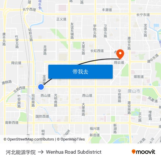 河北能源学院 to Wenhua Road Subdistrict map