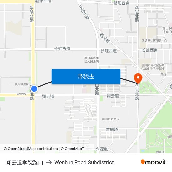 翔云道学院路口 to Wenhua Road Subdistrict map