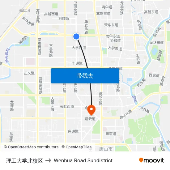理工大学北校区 to Wenhua Road Subdistrict map