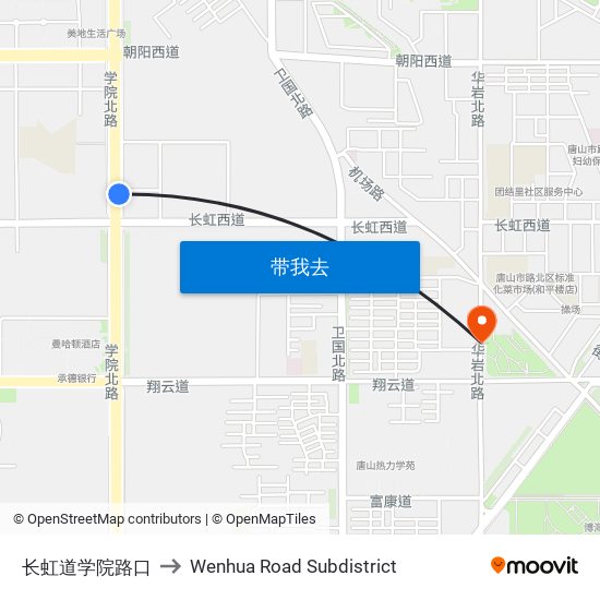 长虹道学院路口 to Wenhua Road Subdistrict map
