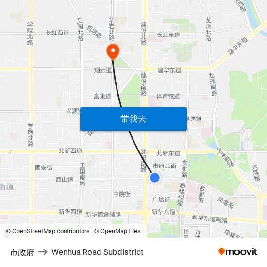 市政府 to Wenhua Road Subdistrict map