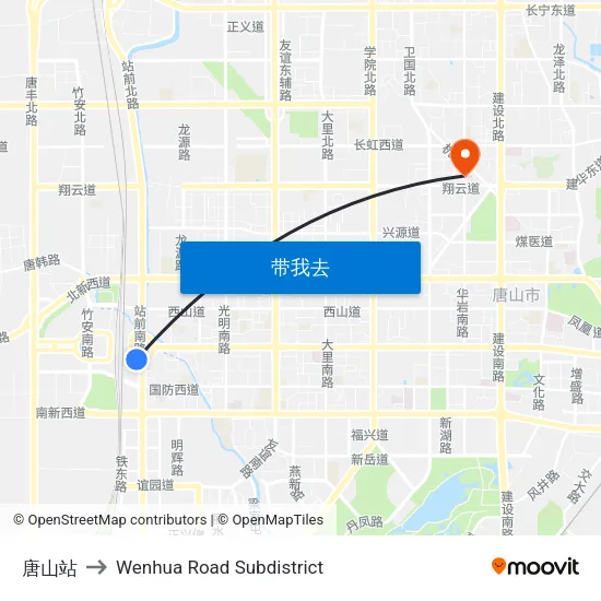 唐山站 to Wenhua Road Subdistrict map