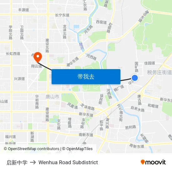启新中学 to Wenhua Road Subdistrict map