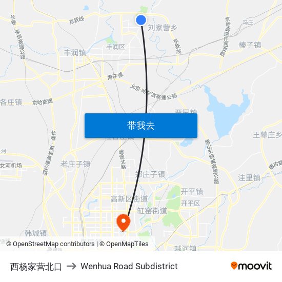 西杨家营北口 to Wenhua Road Subdistrict map