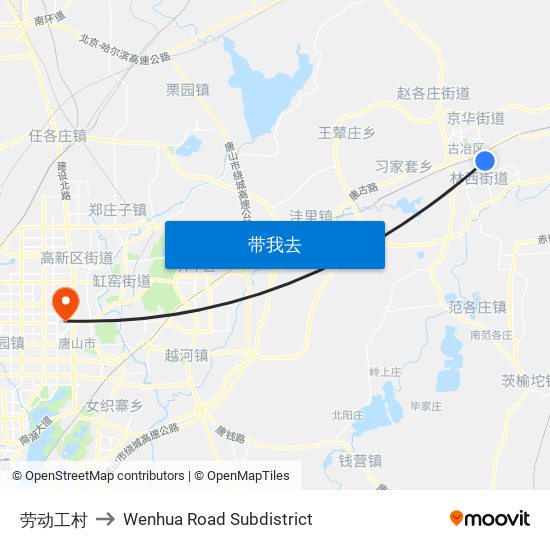 劳动工村 to Wenhua Road Subdistrict map