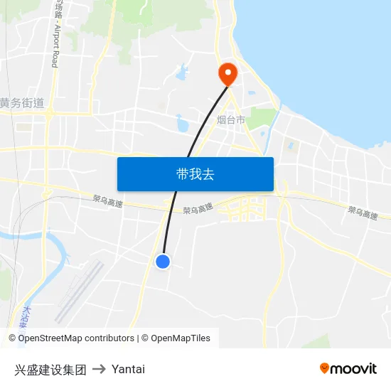 兴盛建设集团 to Yantai map