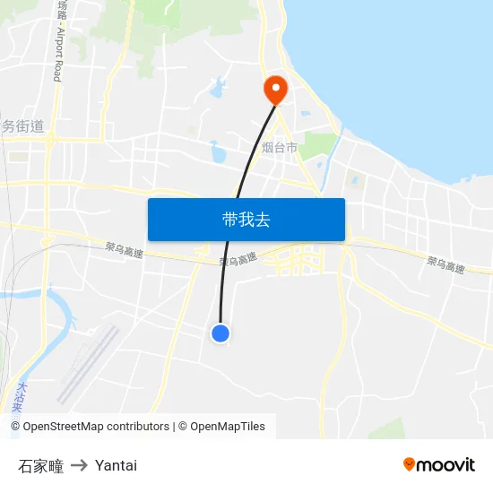 石家疃 to Yantai map