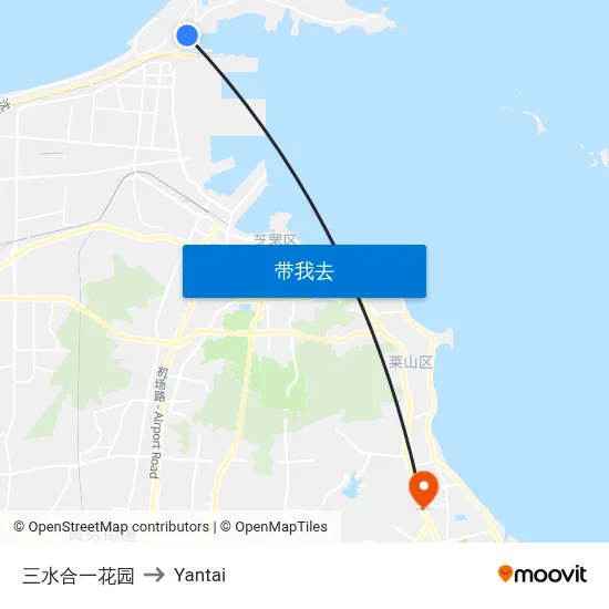 三水合一花园 to Yantai map