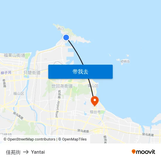 佳苑街 to Yantai map