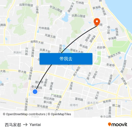 西马家都 to Yantai map