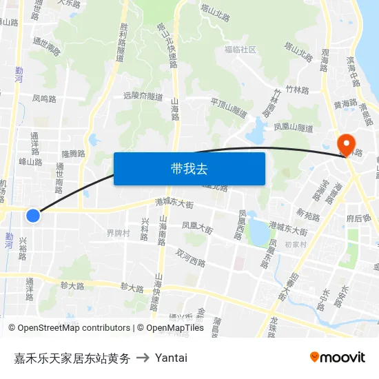 嘉禾乐天家居东站黄务 to Yantai map