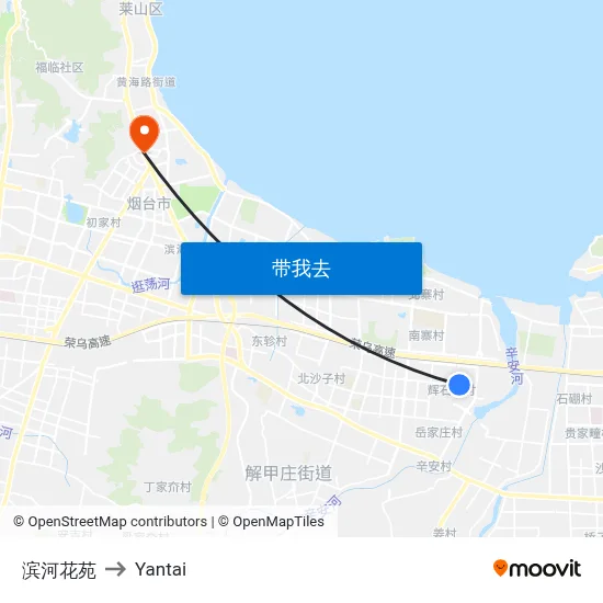 滨河花苑 to Yantai map