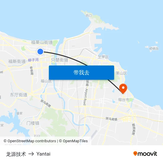龙源技术 to Yantai map