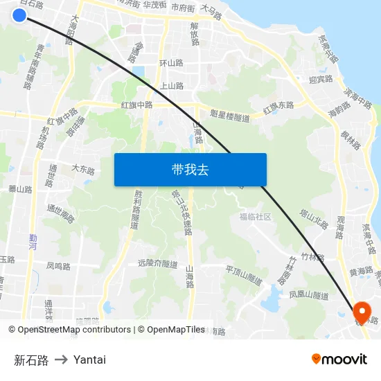 新石路 to Yantai map