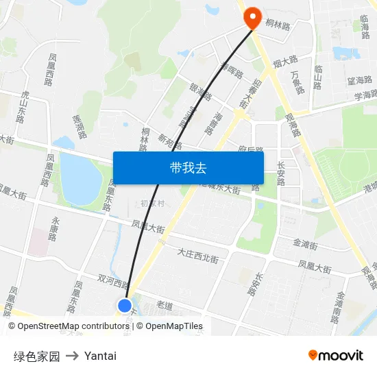 绿色家园 to Yantai map