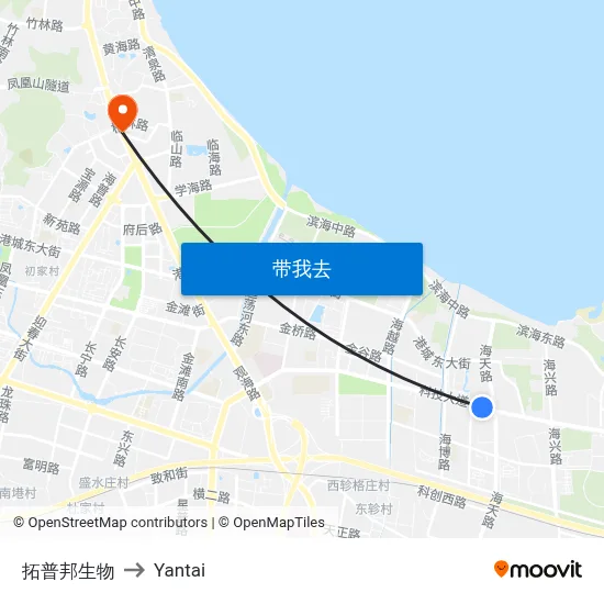 拓普邦生物 to Yantai map