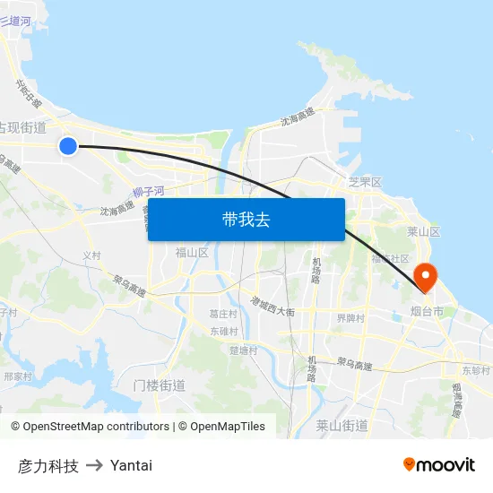 彦力科技 to Yantai map