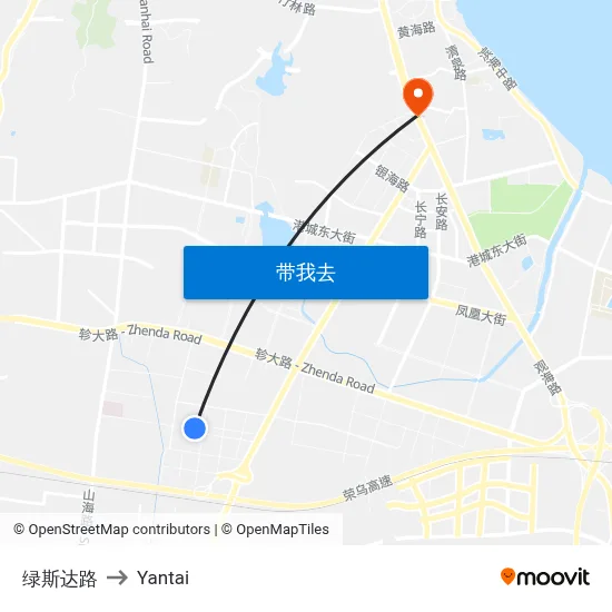 绿斯达路 to Yantai map