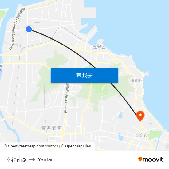 幸福南路 to Yantai map