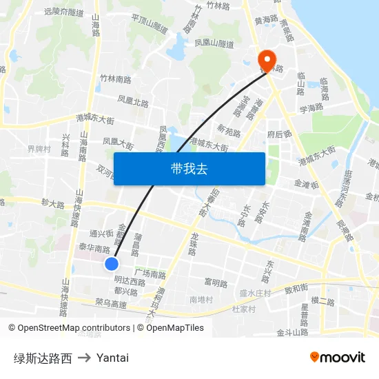 绿斯达路西 to Yantai map