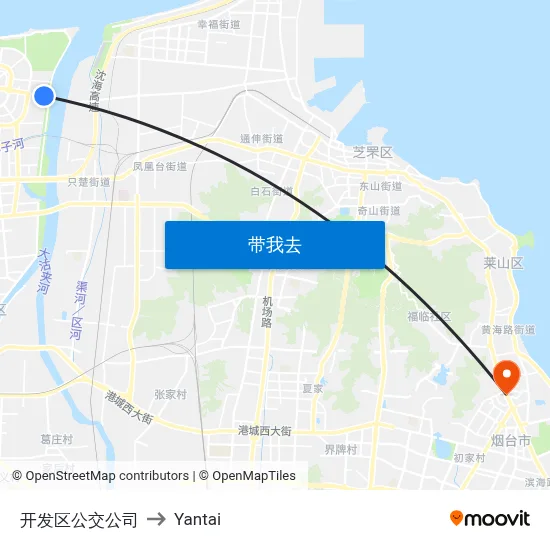开发区公交公司 to Yantai map