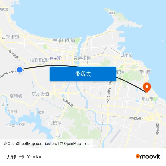 大转 to Yantai map