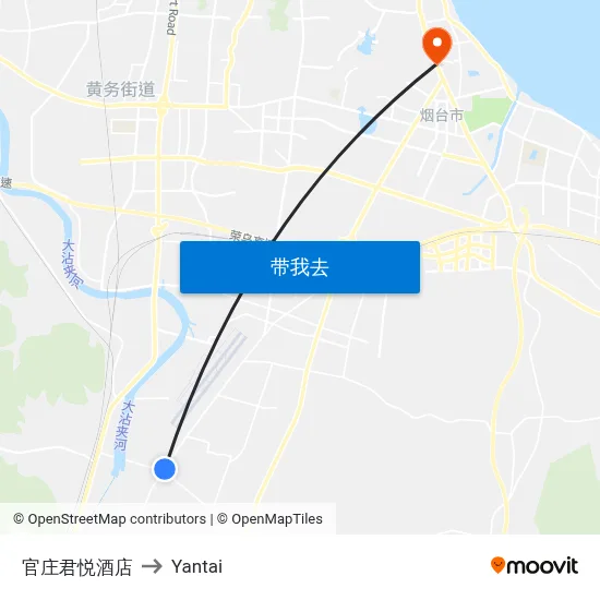 官庄君悦酒店 to Yantai map