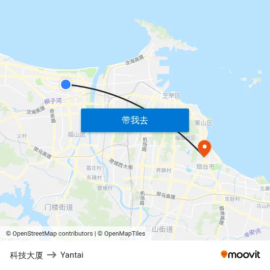 科技大厦 to Yantai map