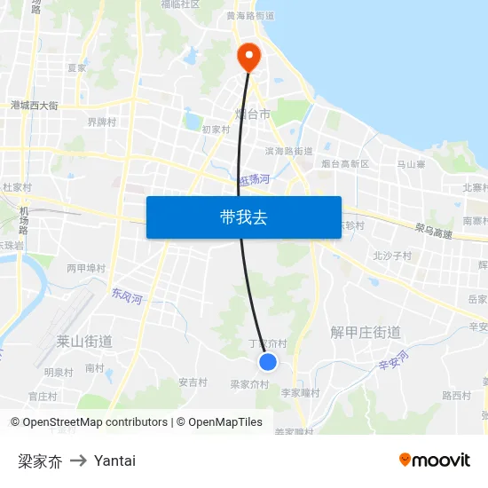 梁家夼 to Yantai map