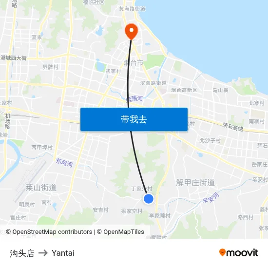 沟头店 to Yantai map