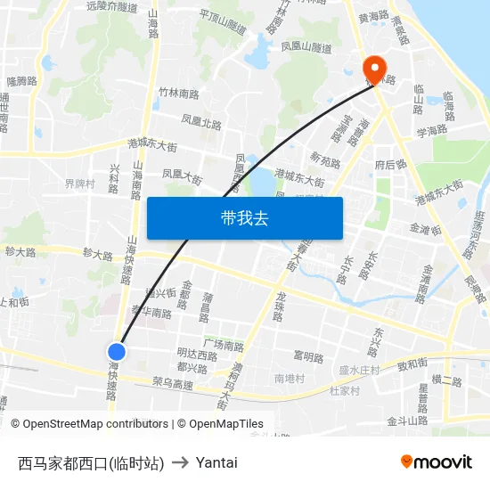 西马家都西口(临时站) to Yantai map