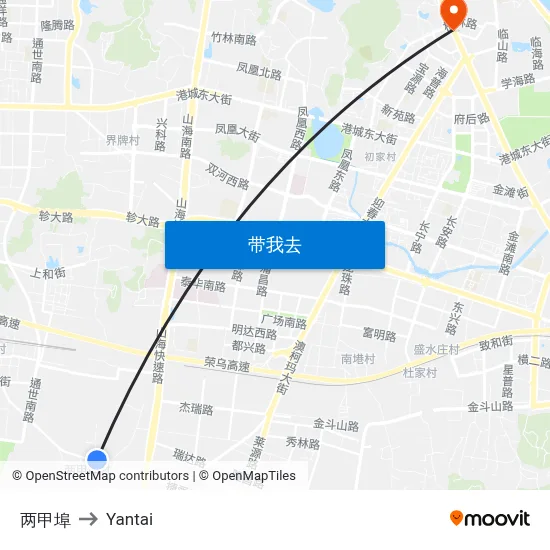两甲埠 to Yantai map