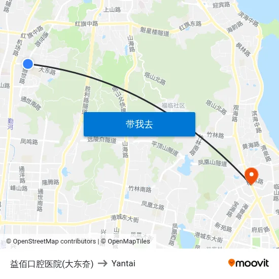 益佰口腔医院(大东夼) to Yantai map